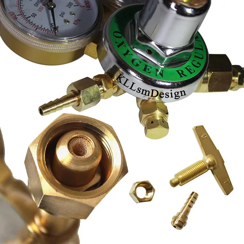 Vista 6 de Medidores de gas de soldadura duales, oxígeno (CGA-540) y acetileno (CGA-510) Combo de reguladores (2 PCS), regulador de soldador de gas de calibre