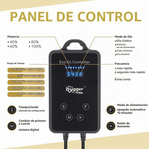 Vista 4 de hygger Mini Wave Maker - Cabezal magnético de CC para acuario con controlador de pantalla LED para tanque de agua salada, bomba de circulación