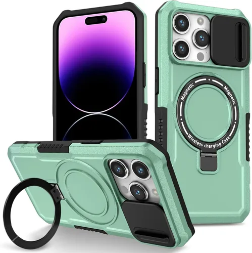 Vista 25 de Funda magnética para iPhone 11, soporte de anillo con ventana corrediza, funda protectora mate a prueba de golpes para iPhone 11 6.1, fundas