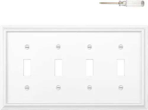 Vista 12 de Cubiertas para Tomacorrientes Dúplex de Pared, Cubierta Clásica para Interruptor de Luz Blanco – Placa de Cubierta de Tomacorriente Eléctrico