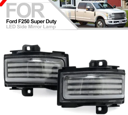 Vista 2 de Conjunto de luces LED para espejo lateral para Ford F-150 F-250 F-350 F-450 F-550 Super Duty 2015-2023 LED de remolque manual plegable espejo