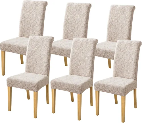 Vista 14 de FORCHEER Juego de 4 fundas para sillas de comedor para comedor, fundas elásticas para sillas de comedor y cocina, lavables y extraíbles