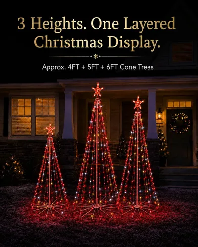 Vista 7 de Probro 3 luces inteligentes para árbol de Navidad para exteriores, 4 pies