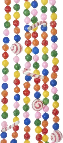 Vista 2 de Guirnalda de bastones de caramelo y bolas de caramelo de 6 pies multicolor