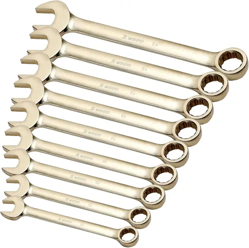 Vista 15 de WEDO Llave combinada sin chispas, llave combinada de seguridad sin chispas, bronce de aluminio, forja, DIN 3113, certificado BAM y FM, tamaño 1