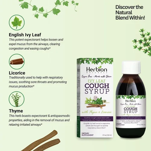 Vista 9 de Herbion Naturals Baby - Paquete de alivio de día y noche – Frotar el pecho del bebé, jarabe para la tos de hoja de hiedra y gotas para la tos