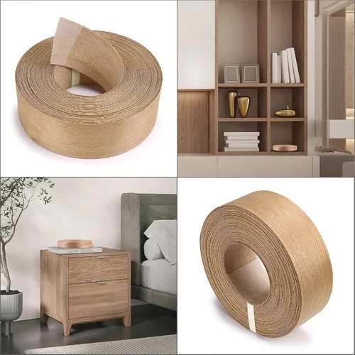 Vista 9 de Skelang Cherry - Rollo de 2" x 50' de chapa de madera para borde, sin planchar, con adhesivo termofusible, cinta de madera flexible
