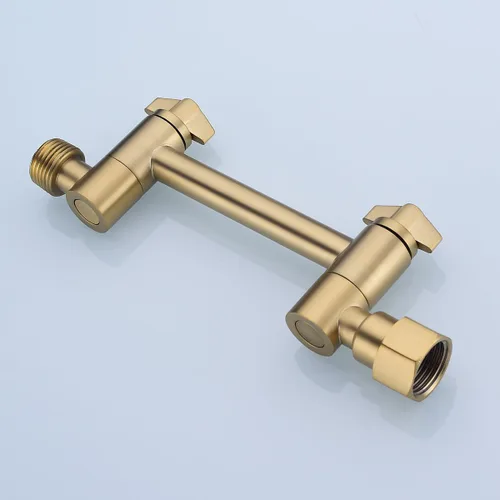 Vista 5 de TRUSTMI Brazo de ducha de latón de 4 pulgadas de altura ajustable, soporte de brazo de extensión de cabezal de ducha, latón cepillado dorado
