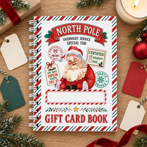 Vista 8 de Libro de tarjetas de Navidad de regalo para adultos, regalo vintage de Papá Papá Noel de Navidad