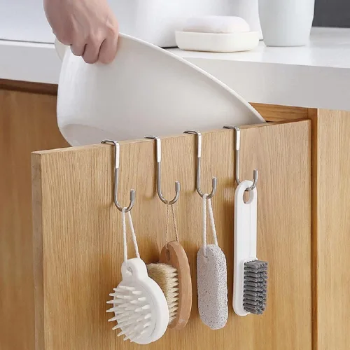 Vista 7 de Soporte de gancho para cajón de puerta – 304 acero inoxidable doble en forma de S gancho de metal resistente sin perforar la puerta trasera