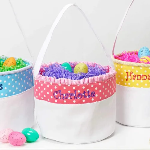 Vista 10 de Cesta de Pascua personalizada suave y ligera (rosa bebé)