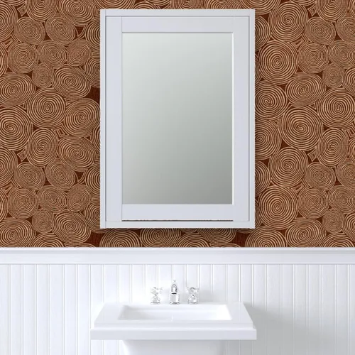 Vista 9 de Peel & Stick Wallpaper Swatch - Spirals Circle Brown Ivory White Cream Mudcloth Dot Tribal Minimal African Midcentury Modern Mod Custom Removable
