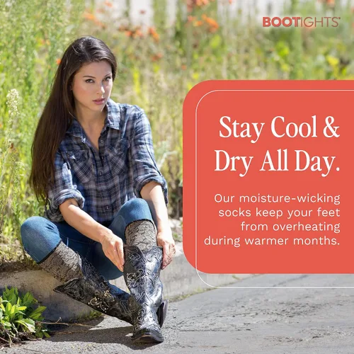 Vista 6 de Bootights Knee-Hi Performance Boot Socks with Spandex Compression - Cushioning - Moisture-Wicking - Mesh Zone Ventilation