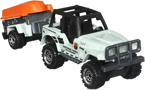 Vista 6 de Matchbox Hitch & Haul - Juego de vehículos fundidos a presión – Aventura de oso de navegación ~ Juego de 6 piezas ~ Coche CJ7 ~ Incluye arrastrero
