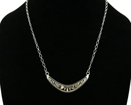 Vista 8 de Collar Navajo para mujer, plata 925 y oro macizo de 14 quilates, con firma MM Rogers N Jack, Turquesa