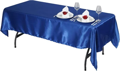 Vista 6 de BalsaCircle Mantel rectangular de satén negro de 60 x 102 pulgadas para bodas, fiestas, recepciones, eventos, cocina, comedor