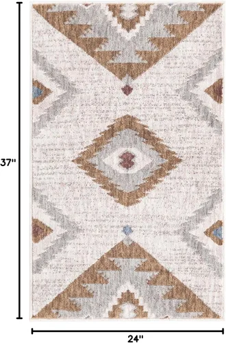 Vista 2 de Unique Loom Eco Southwestern Collection - Alfombra Winslow (rectangular 2 pies 0 pulgadas x 3 pies 0 pulgadas, marfil/gris)