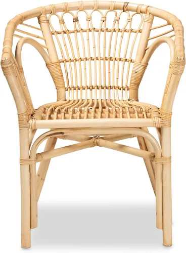 Vista 3 de bali & pari Kaka Nature - Silla de comedor de ratán, sillón de mimbre bohemio con respaldo curvo, natural