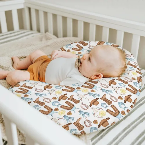 Vista 5 de Blue Western Cowboy - Fundas de almohada de lactancia para niños, botas de vaquero, sombrero, caballo, cactus, sol, vaca, calaveras, funda