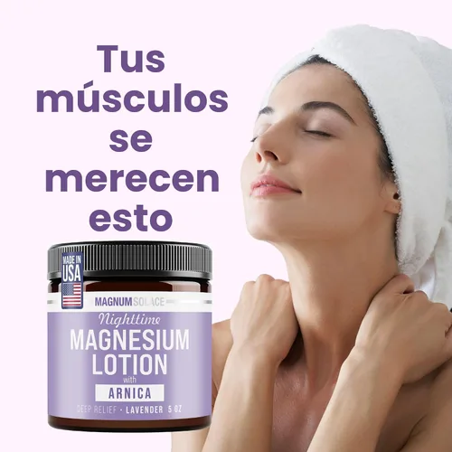 Vista 3 de Magnum Solace Loción nocturna de magnesio con árnica – Alivio calmante y relajación, magnesio altamente concentrado para músculos y articulaciones