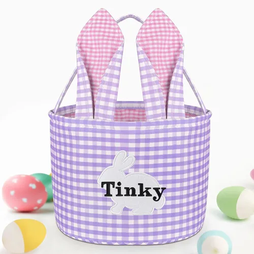 Vista 10 de Canastas de Pascua personalizadas para niños, conejo azul, 018B-azul