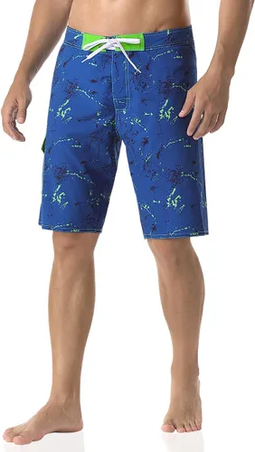 Vista 2 de unitop Trajes de baño para hombre, de secado rápido, estampado tropical, pantalones cortos casuales con forro