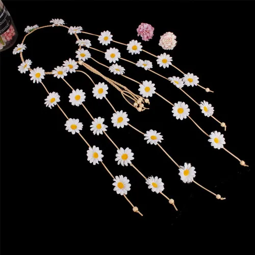 Vista 5 de YAXAMING Diadema de girasol de Halloween, bandas para el pelo de margaritas, corona, corona floral, diadema para mujer, Navidad, festival hawaiano