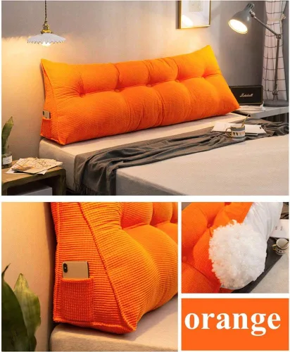 Vista 3 de Almohada de cojín grande suave y cómoda para el respaldo del cabecero para leer Descanso en cama individual, soporte de cuña triangular transpirable