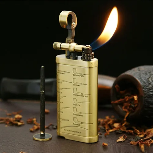 Vista 2 de Encendedor de rueda retro, llama suave, encendedor de trinchera, brazo de elevación antiguo, encendedor de cigarrillos de pipa de tabaco