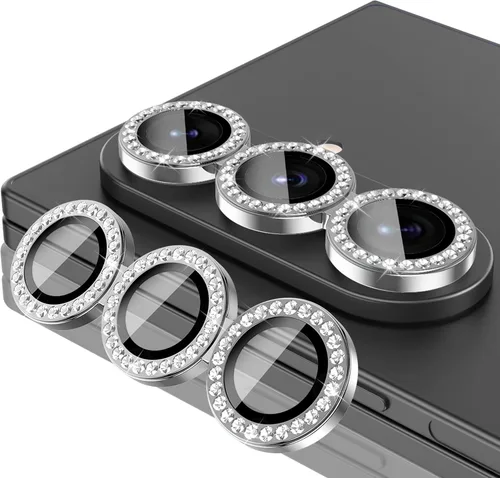 Vista 186 de Casetego Protector de lente de cámara para Galaxy Z Fold 8, [Diseño de purpurina mejorado], [Fuerte adherencia], lente de vidrio templado 9H negro