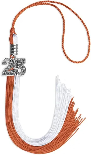 Vista 173 de Endea Graduation Borla de doble color con dije de plata brillante (negro/oro antiguo, 2025)