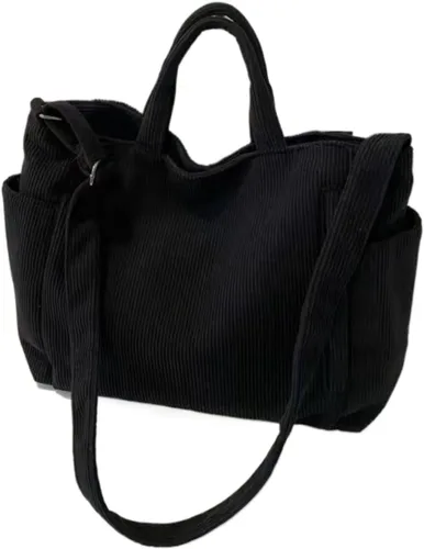 Vista 2 de Bolsa de pana para mujer, bolso de trabajo de gran capacidad para viajes diarios y salidas informales