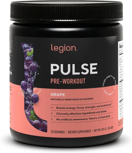 Vista 13 de LEGION Pulse Pre Workout - Bebida preentrenamiento de óxido nítrico totalmente natural para aumentar la energía, sin creatina, endulzada