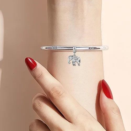 Vista 4 de KunBead Abalorios colgantes de cumpleaños de elefante compatibles con pulseras Pandora y collar para mujer