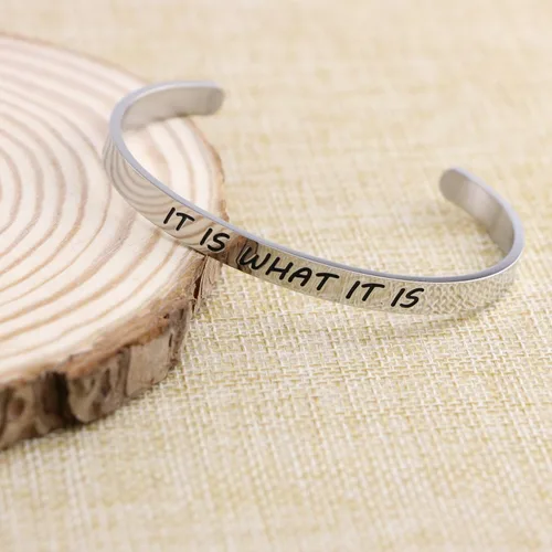 Vista 3 de Yiyang Pulseras inspiradoras para mujer de acero inoxidable con mantra para ella, Metal
