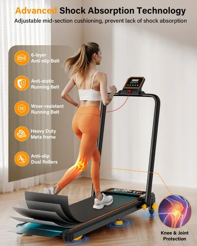 Vista 3 de Treadmill Walking Pad with 15% Incline/Handle Bar/2 LED Display, 3.5HP Portable Treadmills for Home Small, Foldable Walking Pad Treadmill 350+lb
