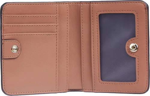 Vista 4 de Gostwo - Cartera compacta de piel genuina de lujo para mujer con bloqueo de RFID y ventana de identificación