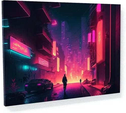 Vista 12 de Sense Canvas Synthwave Astronaut Planet 4 - Lienzo decorativo para decoración del hogar, póster pequeño de 16 x 12 pulgadas / 0.75 pulgadas