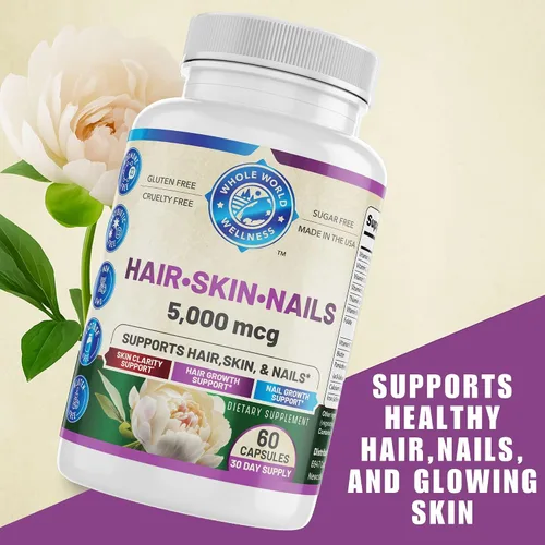 Vista 2 de Suplemento saludable para la piel y las uñas para mujeres y hombres Apoya la claridad de la piel, el crecimiento del cabello y la fuerza