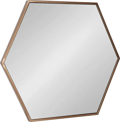 Vista 8 de Kate and Laurel McNeer - Espejo de pared hexagonal grande de metal, 31x22, negro
