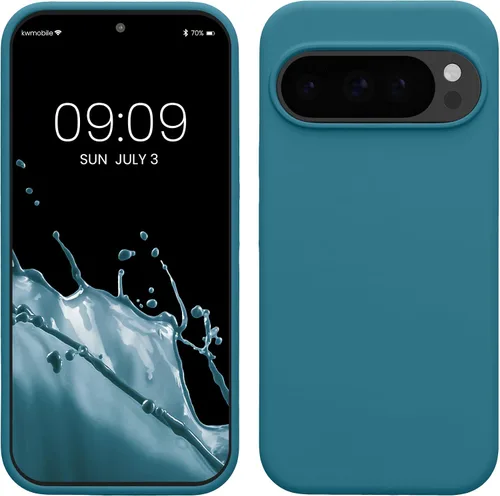 Vista 48 de kwmobile Funda Compatible con Google Pixel 6 Pro - Funda de teléfono de silicona TPU con acabado suave - Azul Arrecife