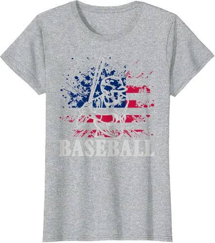 Vista 29 de Camiseta de béisbol deportiva estadounidense con bandera estadounidense, Negro, S