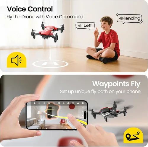 Vista 3 de DEERC D20 - Mini dron con cámara FPV HD 720P y control remoto, control de altitud, modo sin cabeza, ajuste de velocidad de arranque con una tecla