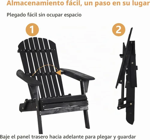 Vista 5 de PayLessHere Sillas Adirondack resistentes a la intemperie con madera de pino texturizada para patio, césped, jardín, terraza, piscina, playa, hoguera