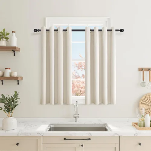 Vista 81 de Beige White Linen Blackout Curtains 90 Length 2 Panels Set for Living Room Bedroom, 100% Black Out Thermal Insulated Linen Drapes, Room Darkening