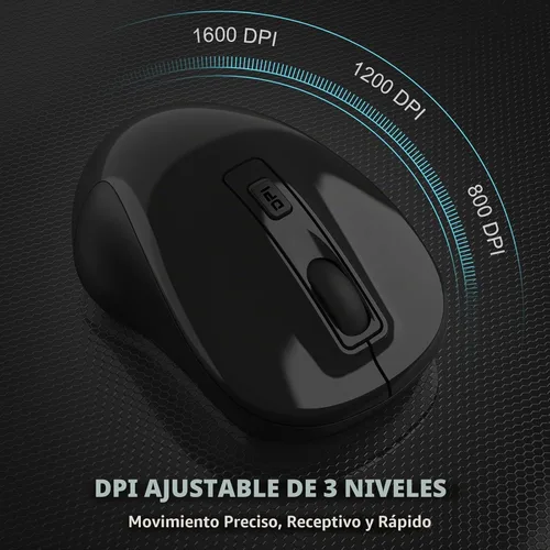 Vista 4 de LeadsaiL Ratón inalámbrico, mouse inalámbrico USB de 2.4 GHz para laptop, ratones silenciosos compactos, 4 botones, 3 DPI ajustables, mouse óptico