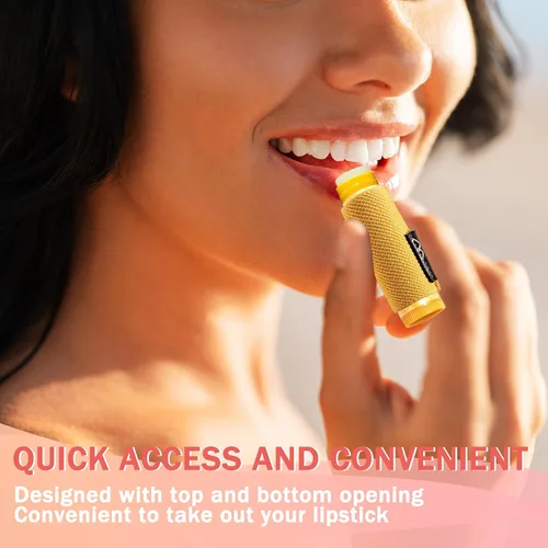 Vista 5 de WK IEASON - Llavero con Soporte para Bálsamo Labial, Clip para Funda de Lápiz Labial, Funda para Chapstick, Llavero, 3 piezas Negro, Mediana