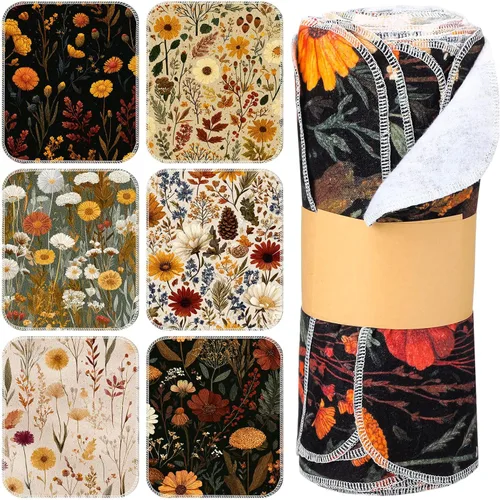 Vista 10 de Paquete de 6 paños de cocina reutilizables, toallas de algodón, flores silvestres