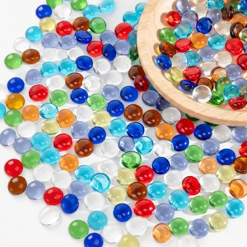 Vista 8 de Mini cuentas de vidrio para jarrones, 0.97 libras de relleno de jarrón decorativo, cuentas planas, gemas de vidrio para manualidades, piedras