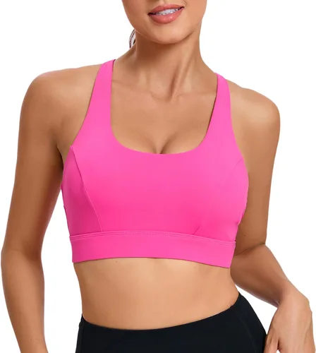 Vista 16 de Brasieres deportivos para mujer, con relleno, tipo camiseta sin mangas, sexis, con espalda cruzada, de alto impacto, largos, ideales para practicar
